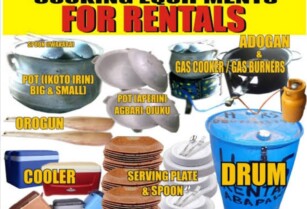 Garnish Rentals – Cooking Equipments and Chairs (Call 07031522695)