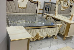 Luxury 6by7 Bed with Mirror and Drawers – Imported Turkish Design