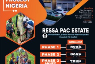 FOR ONLY 600K YOU CAN OWN A LAND AT RESSA PAC ESTATE, OGUN STATE – CALL 08030788713