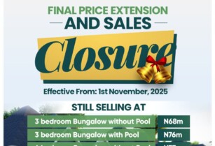 Last Chance to Buy at Current Prices – Lekki Avana Phase II Closes November 1st! – Call 07033751285